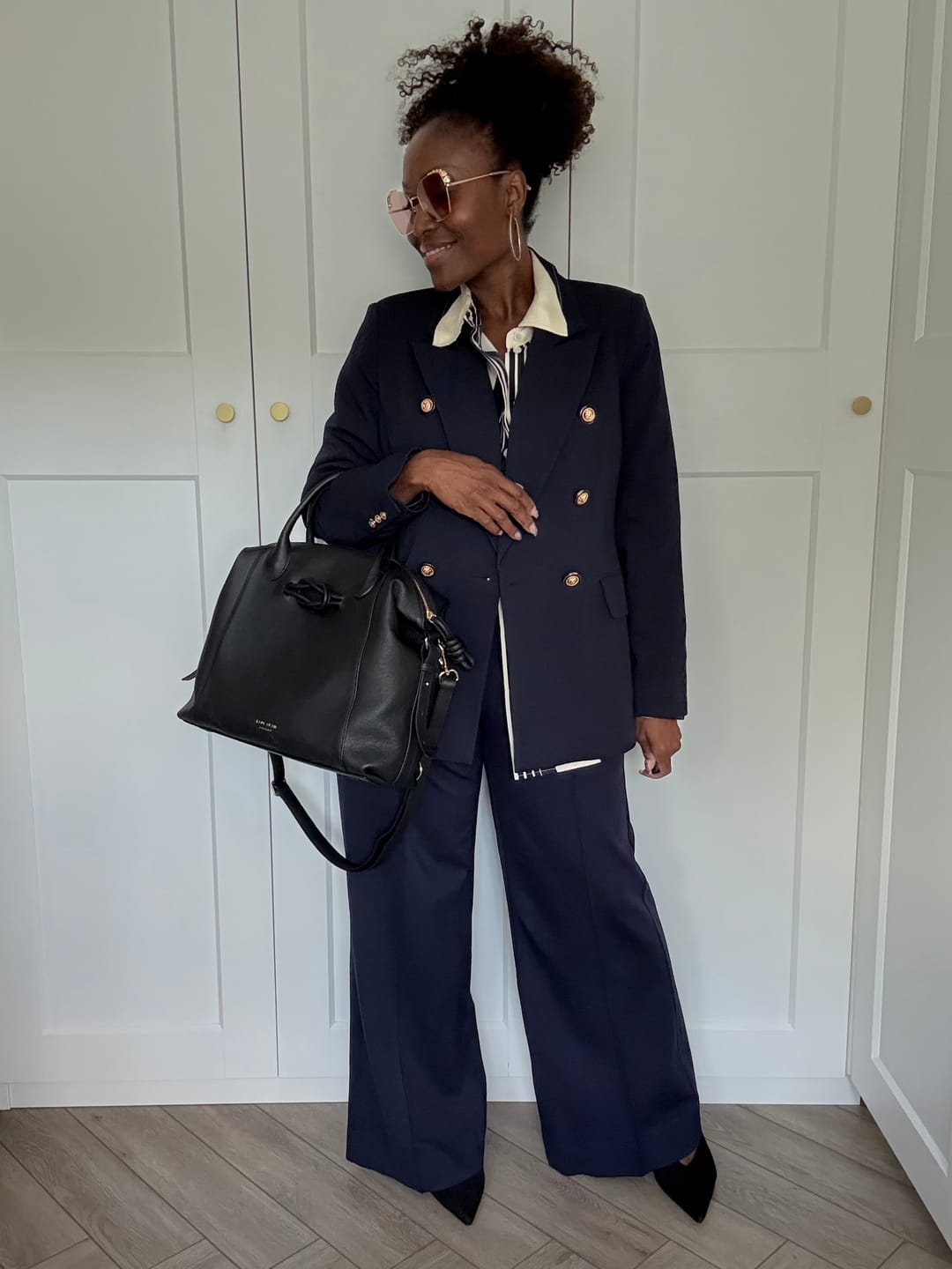 Customer photo review of 6-in-1 Wimbledon Leather Backpack Tote, Black