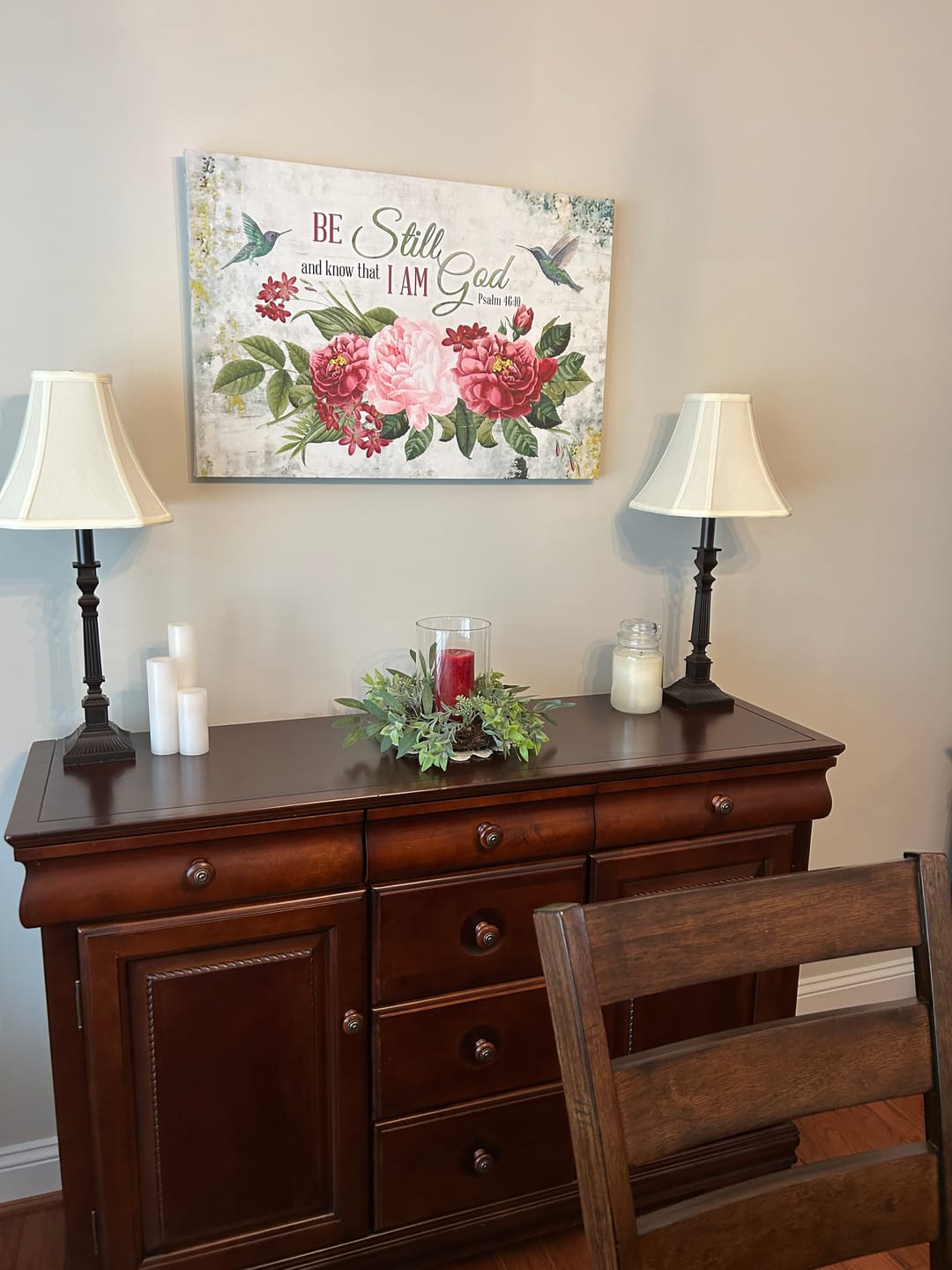 Customer photo review of Be Still and Know That I Am God, Vintage Flower Hummingbird, Wall art canvas