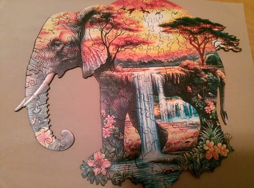 Customer photo review of African elephant Wooden Jigsaw Puzzle
