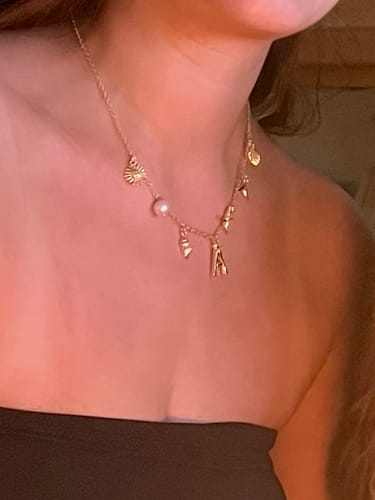 Customer photo review of GOLD OCEAN LETTER NECKLACE
