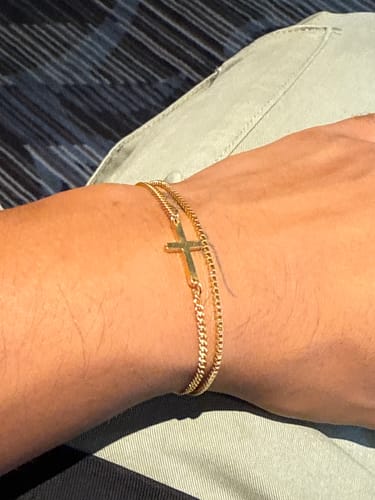 Customer photo review of CROSS BRACELET | 18K Gold
