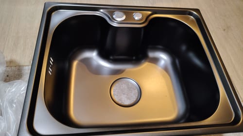 Customer photo review of Lavaplatos Estilo Riñón 50x40 cm NEGRO