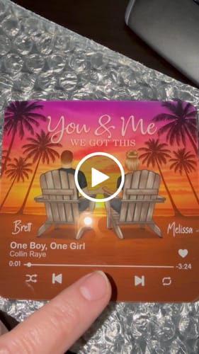Customer video review of Couple Beach Sunset Under Tree Palm Personalized Music Fridge Magnet, Anniversary gift for him, for her