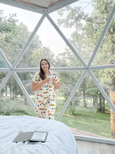 Customer photo review of Ladies Button Up Cropped Pant Set - HAPPY CAMPER