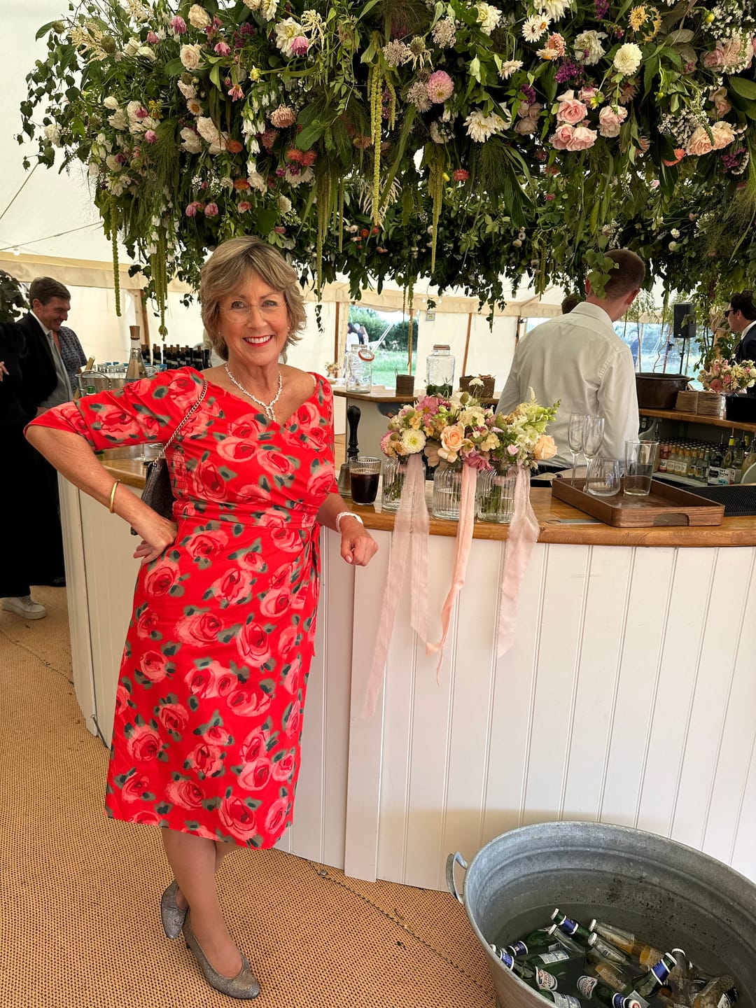 Customer photo review of NEW IN 3/4 Sleeve 'Confident' - Tahitian Red Rose Stretch Cotton