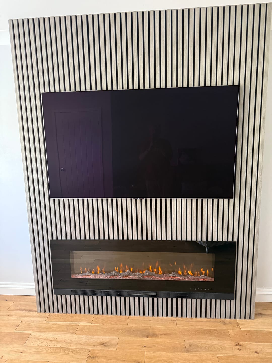 Customer photo review of Wooden Wall Panel | Grey Walnut | Premium 3-sided Wood Veneer