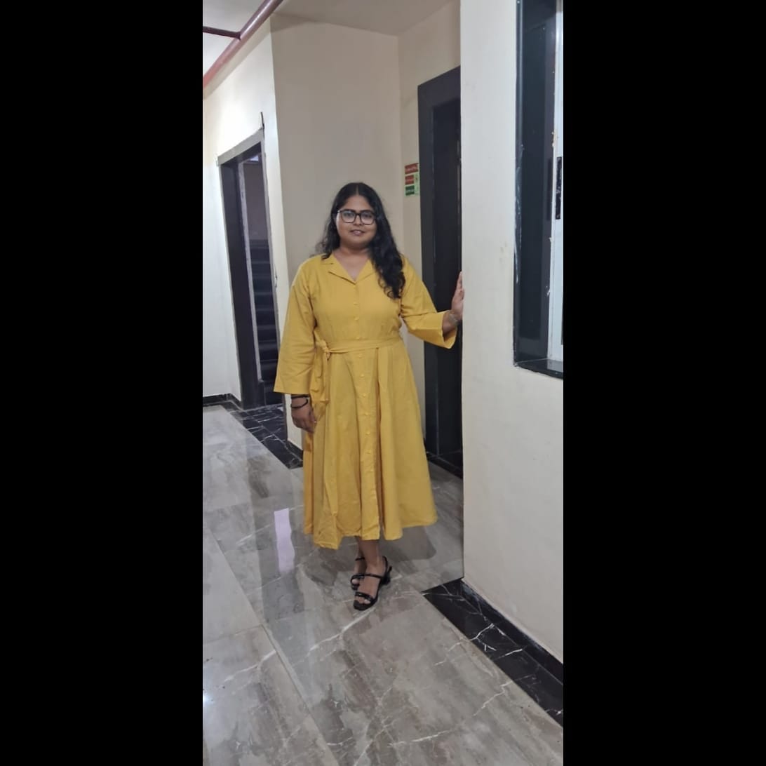 Customer photo review of Women Yellow Airy Linen Flared Dress