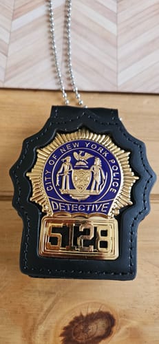 Customer photo review of NYPD New York Police Detective Badge Solid Copper Replica Movie Props With No.5128