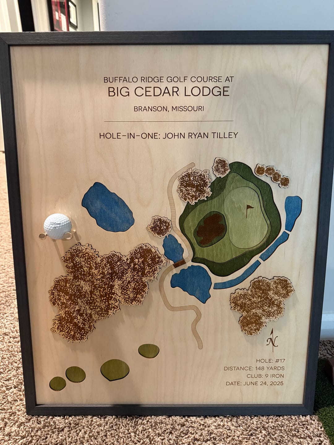 Customer photo review of Personalized Hole-in-One | Single Hole Golf Art