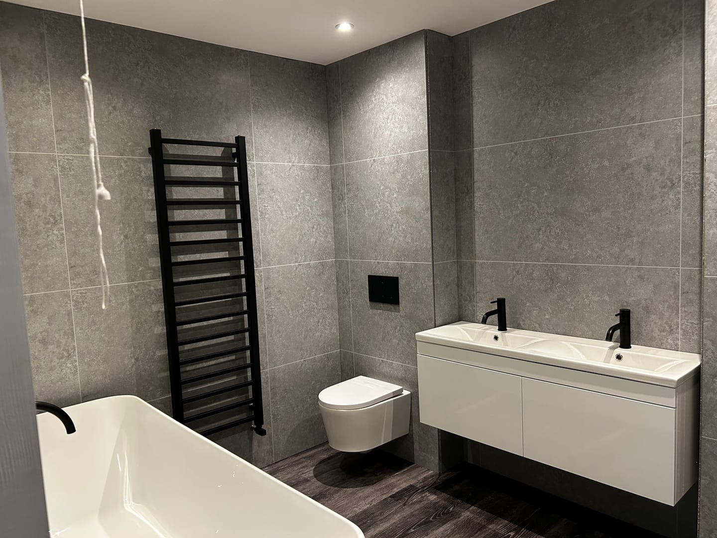 Customer photo review of 10mm Large Tile Light Concrete Matt Shower Panel 1M x 2.4M