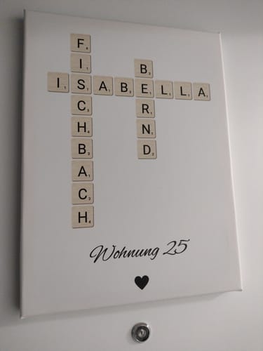 Customer photo review of Wandbild - Unsere Familie das Kreuzworträtsel im Scrabble-Design - personalisierbar