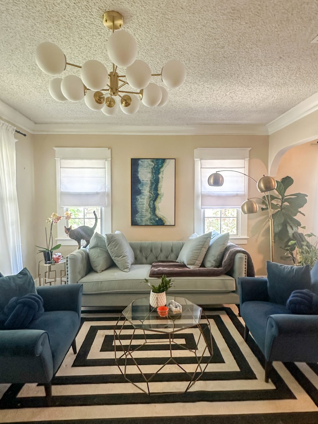 Customer photo review of Opal Glass Globe Sputnik Chandelier