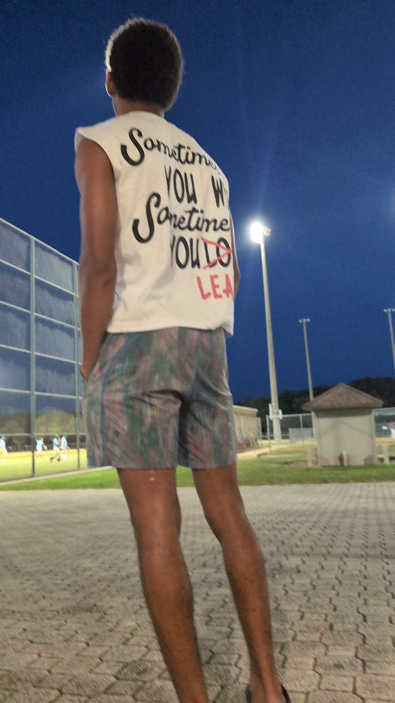 Customer photo review of "Sometimes you WIN Sometimes you LEARN" Cutoff Tee (White) (WGM)