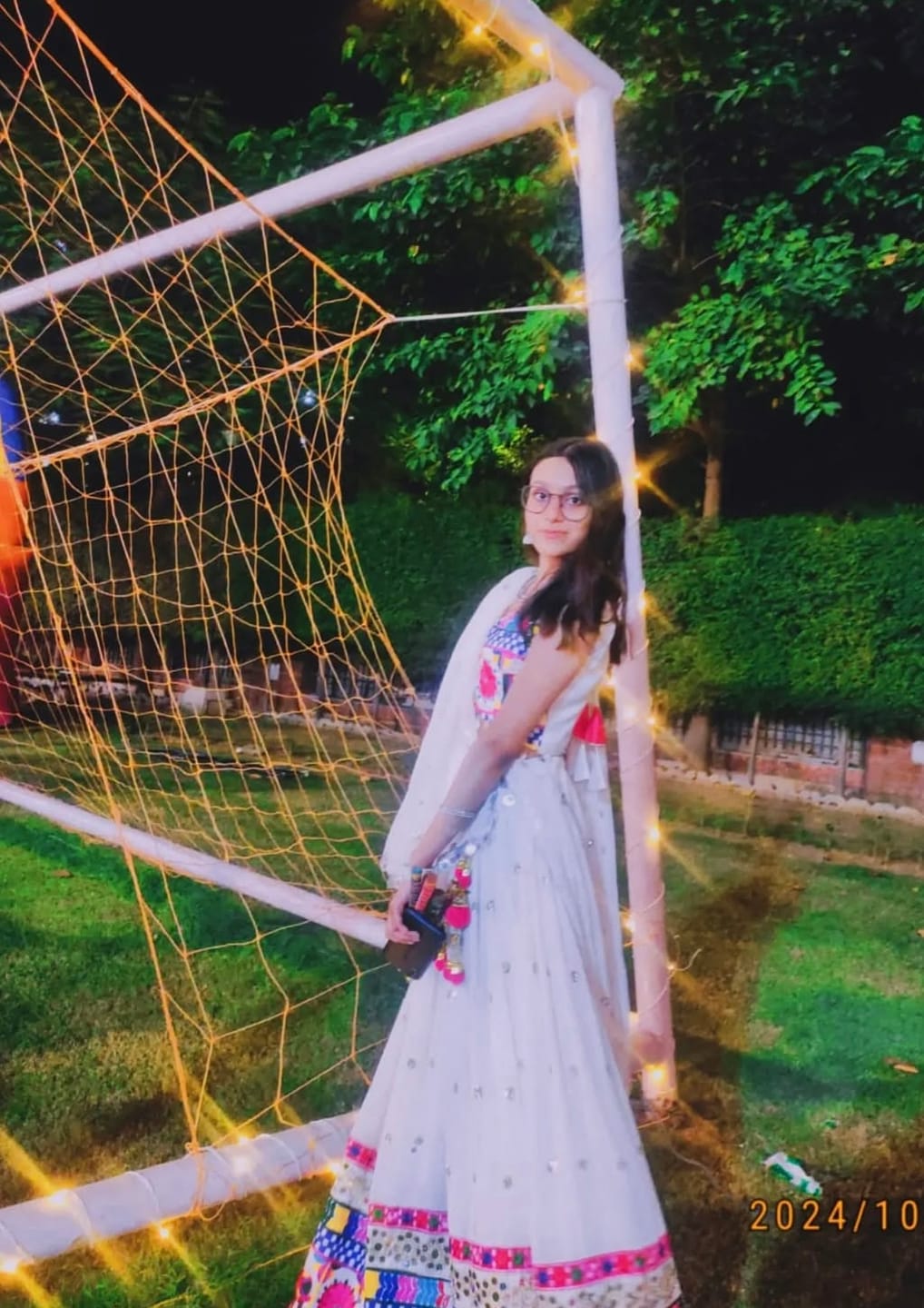 Customer photo review of White Color Georgette Sequnce with Chainstich Navratri Lehenga Choli