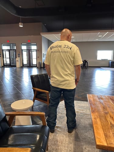 Customer photo review of Psalm 23:4 Oversized Tee