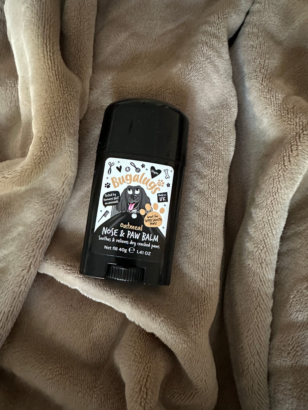 Customer photo review of Oatmeal Nose & Paw Balm Stick for Dogs