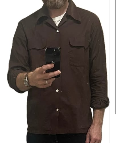 Customer photo review of Lot 220L 1940s Linen-Cotton Open Collar Shirt - Navy