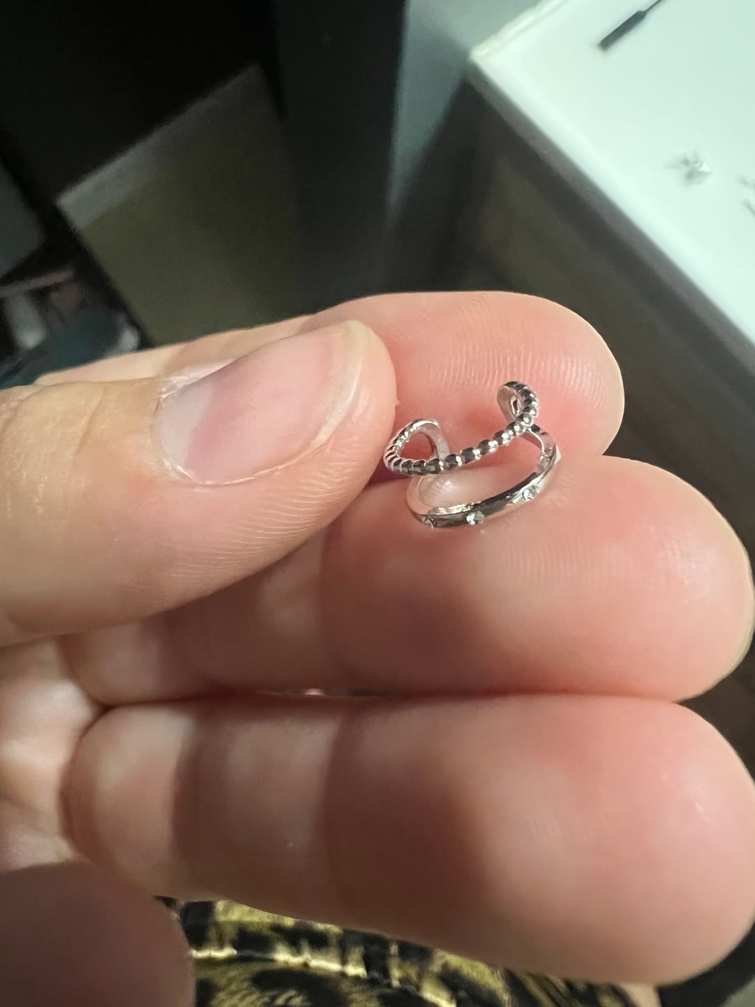 Customer photo review of Sasha 18k White Gold Plated 10mm Hoop Ear Cuff with Swarovski Crystals
