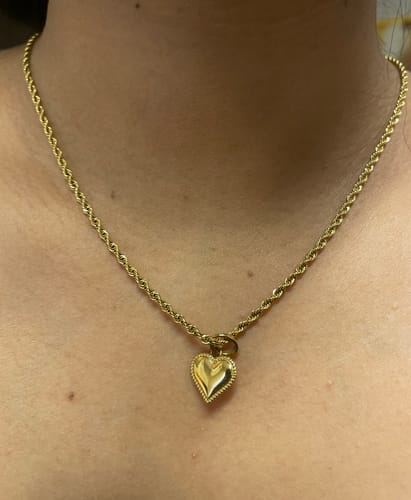 Customer photo review of Beaded Heart Pendant in Gold