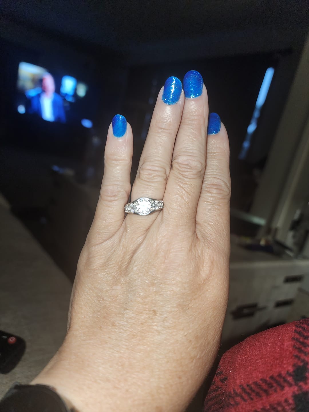 Customer photo review of Bezel Round Moissanite Channel Euro Shank Engagement Ring