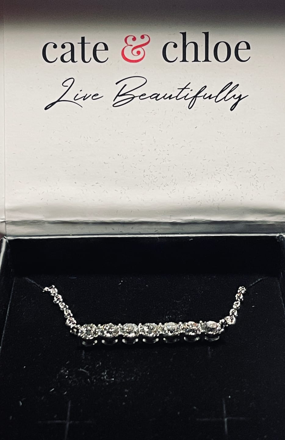 Customer photo review of Lynn 18k White Gold Plated Necklace with Swarovski Crystals