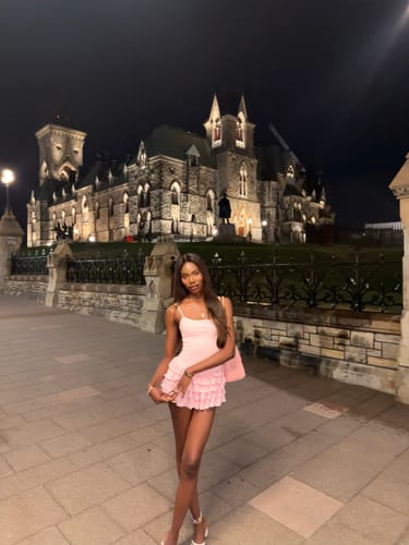 Customer photo review of Serafina Ruffles Mini Dress + Bloomer Shorts Set (Pink)