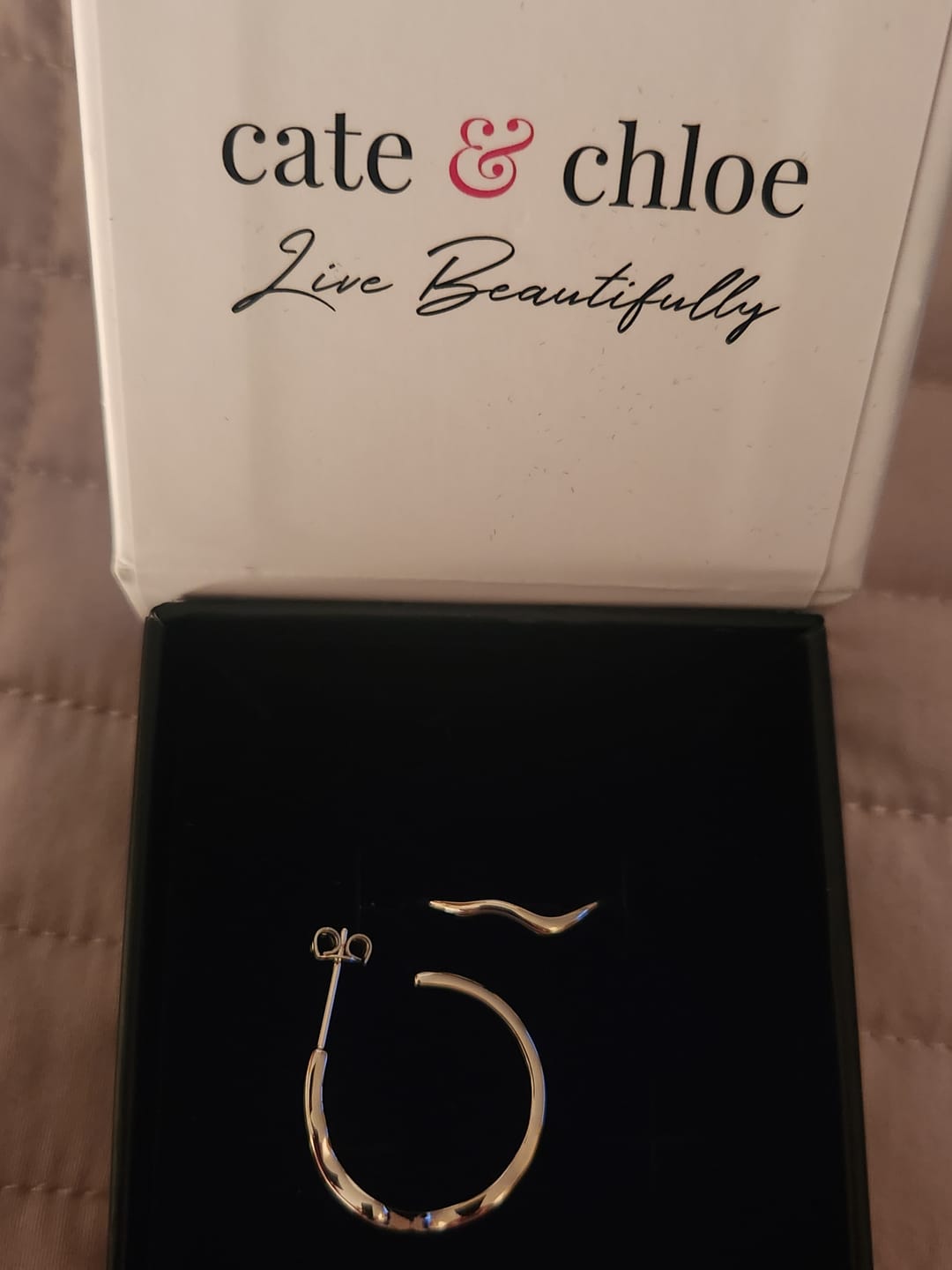 Customer photo review of Serena 18k White Gold Plated 22mm Wavy Hoop Earrings