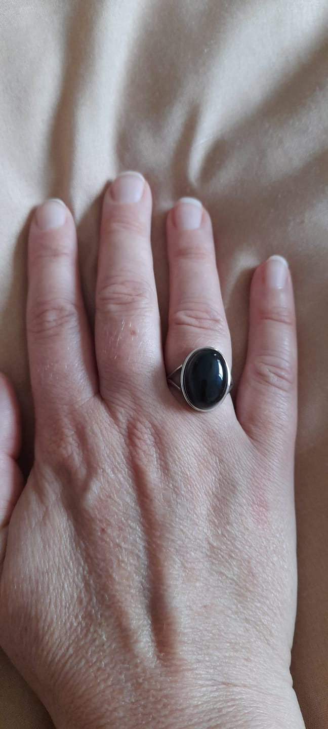 Customer photo review of Bague Ajustable "Guérison de L'Âme" en Obsidienne Œil Céleste & Argent