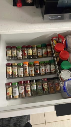 Customer photo review of Expandable In-Drawer Spice Rack