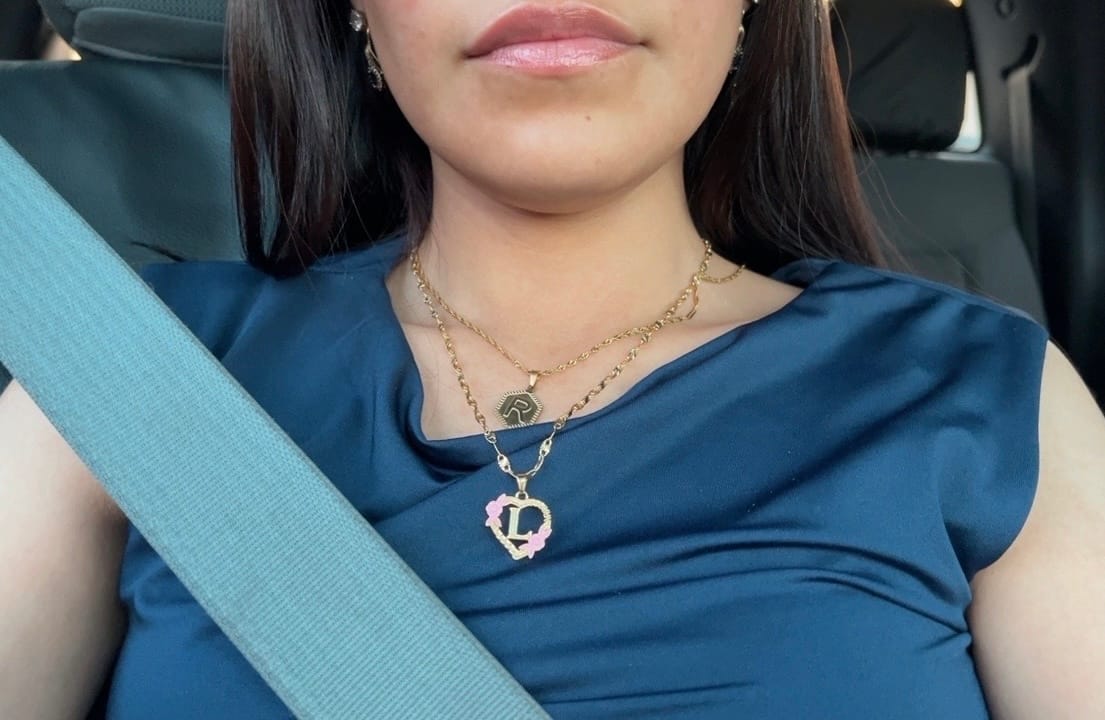 Customer photo review of Hex Initial Necklace