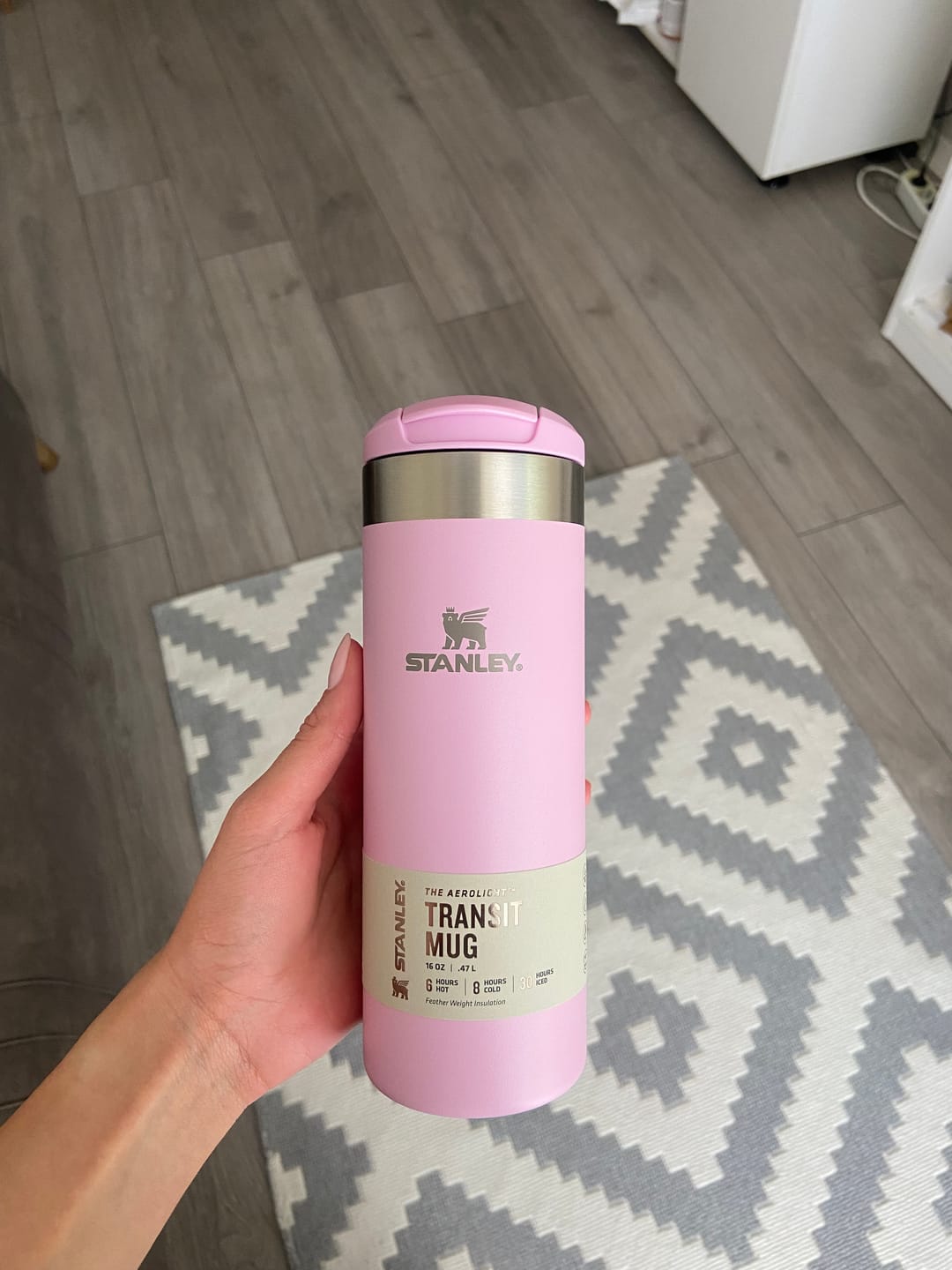 Customer photo review of Stanley The Aerolight Transit Mug Cherry Blossom 0.47L
