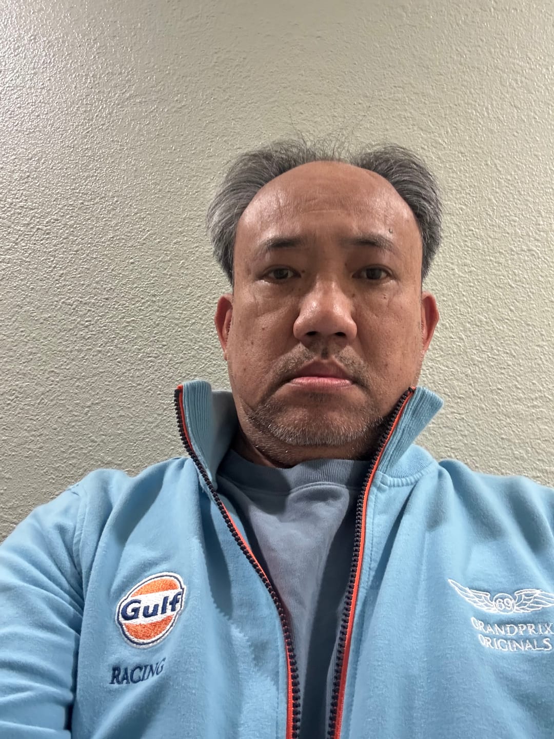 Customer photo review of Gulf Raceway Cotton Zip Jacket in Gulf Blue