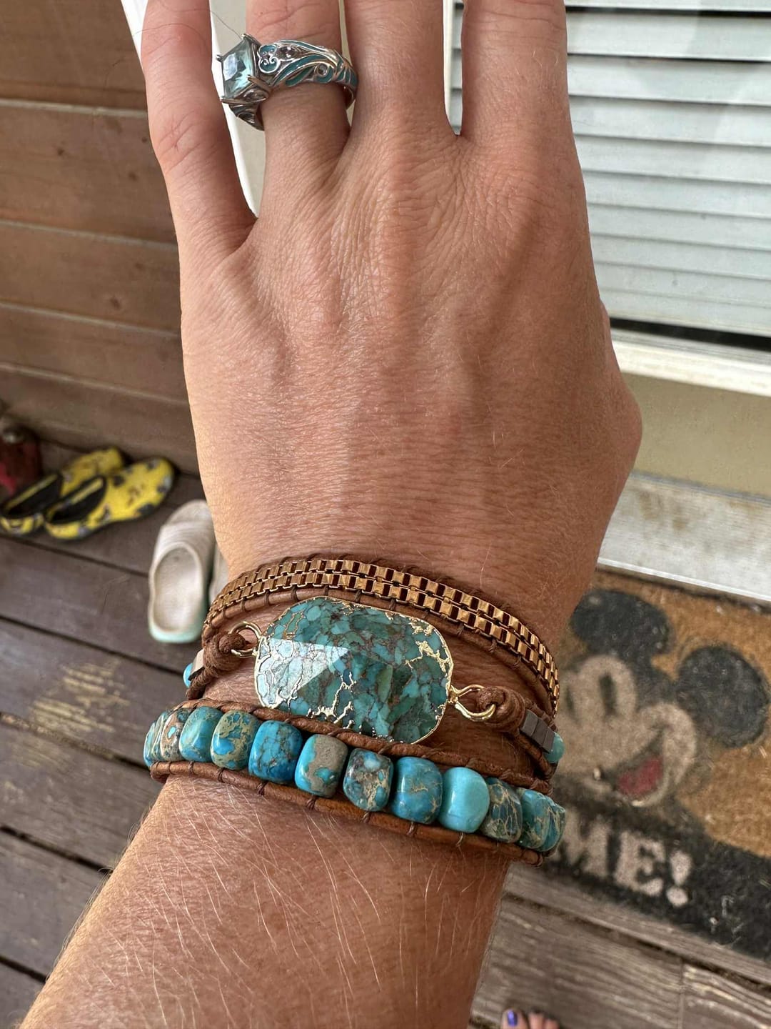 Customer photo review of Turquoise & Jasper Healing Wrap Bracelet
