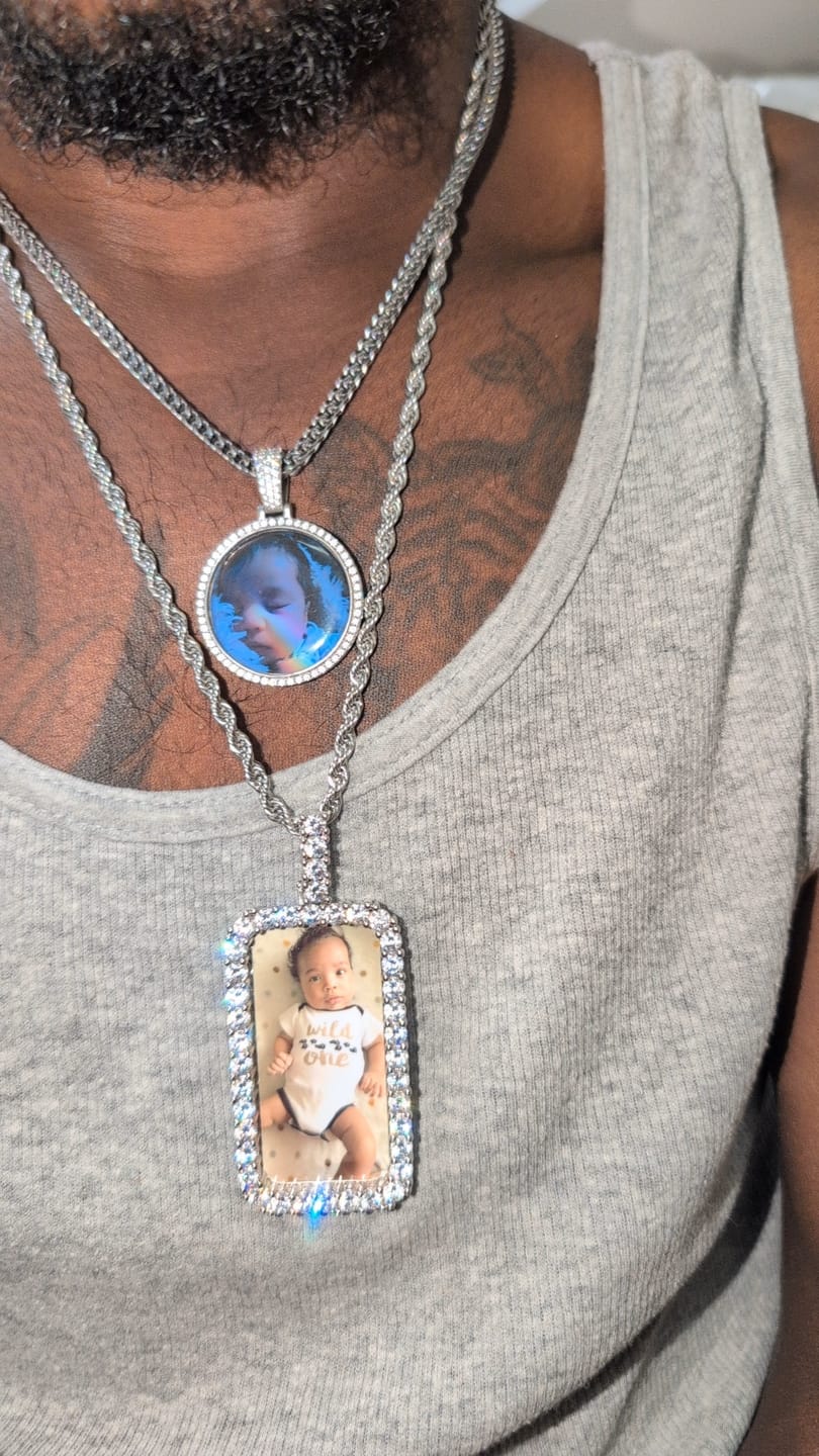 Customer photo review of Diamond Custom Image Rectangle Pendant