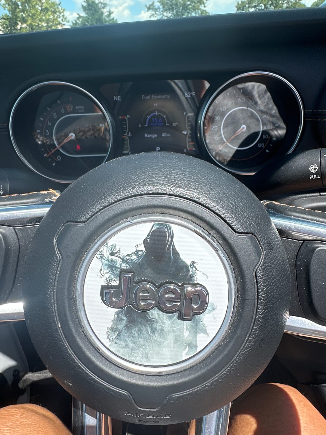 Customer photo review of Design Your Own Steering Wheel Decal for Jeep