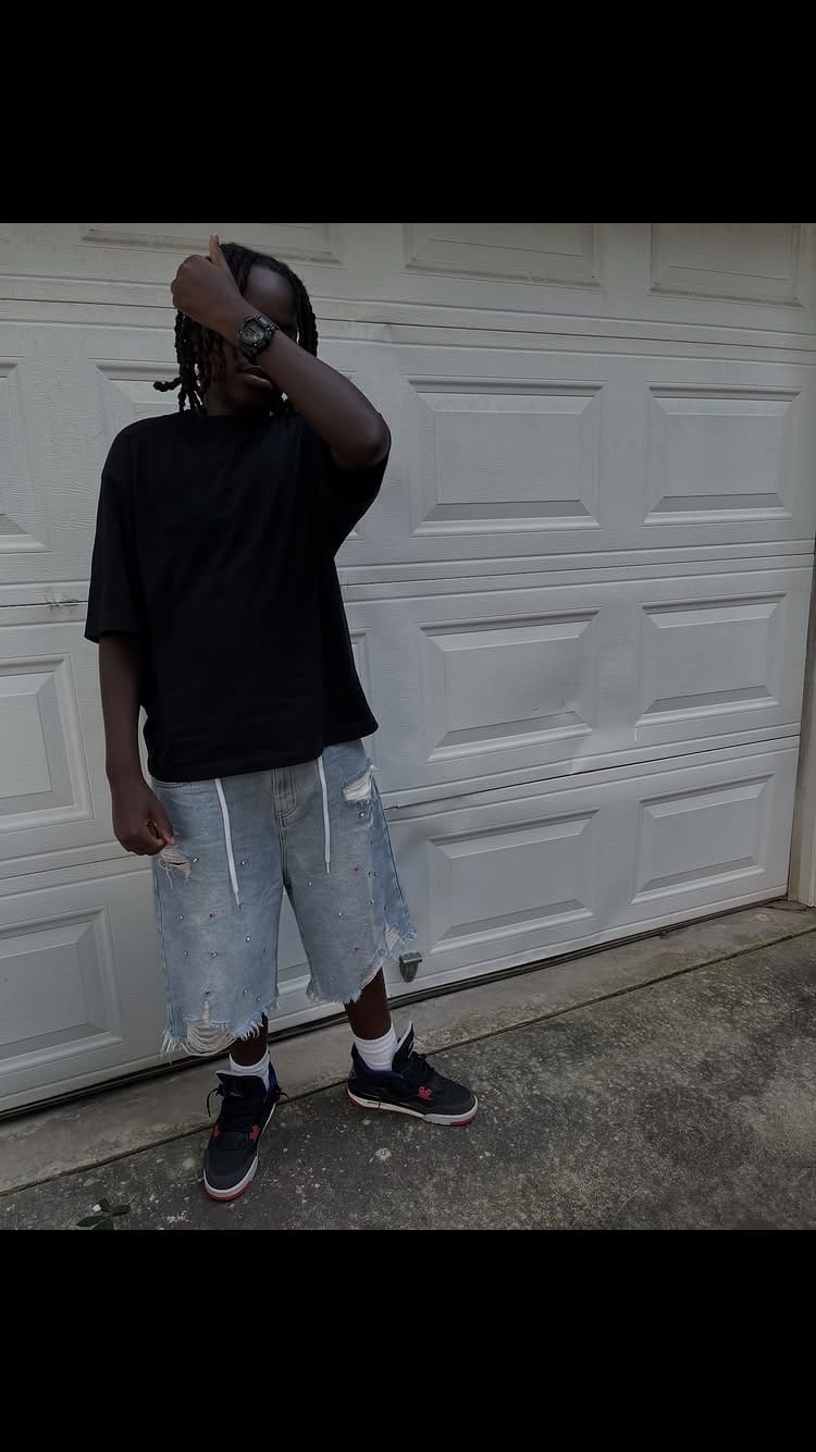 Customer photo review of Aelfric Eden Rhinestone Application Jorts