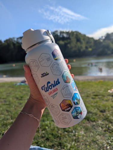 Customer photo review of Let's Wander™ World Explorer Water Bottle + Stickers