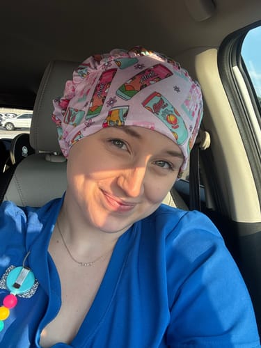 Customer photo review of DuoStyle Scrub Hat - Bats in the Night