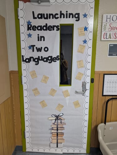 Customer photo review of Printable Black and White Book Pages Bulletin Board Cutouts | Books and Bows