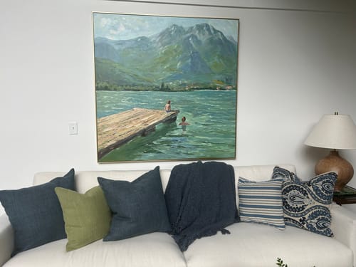 Customer photo review of Abstract Lake Art Painting #ABSS37