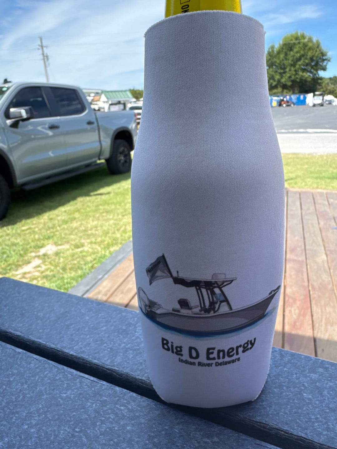 Customer photo review of Custom Boat Bottle Koozie