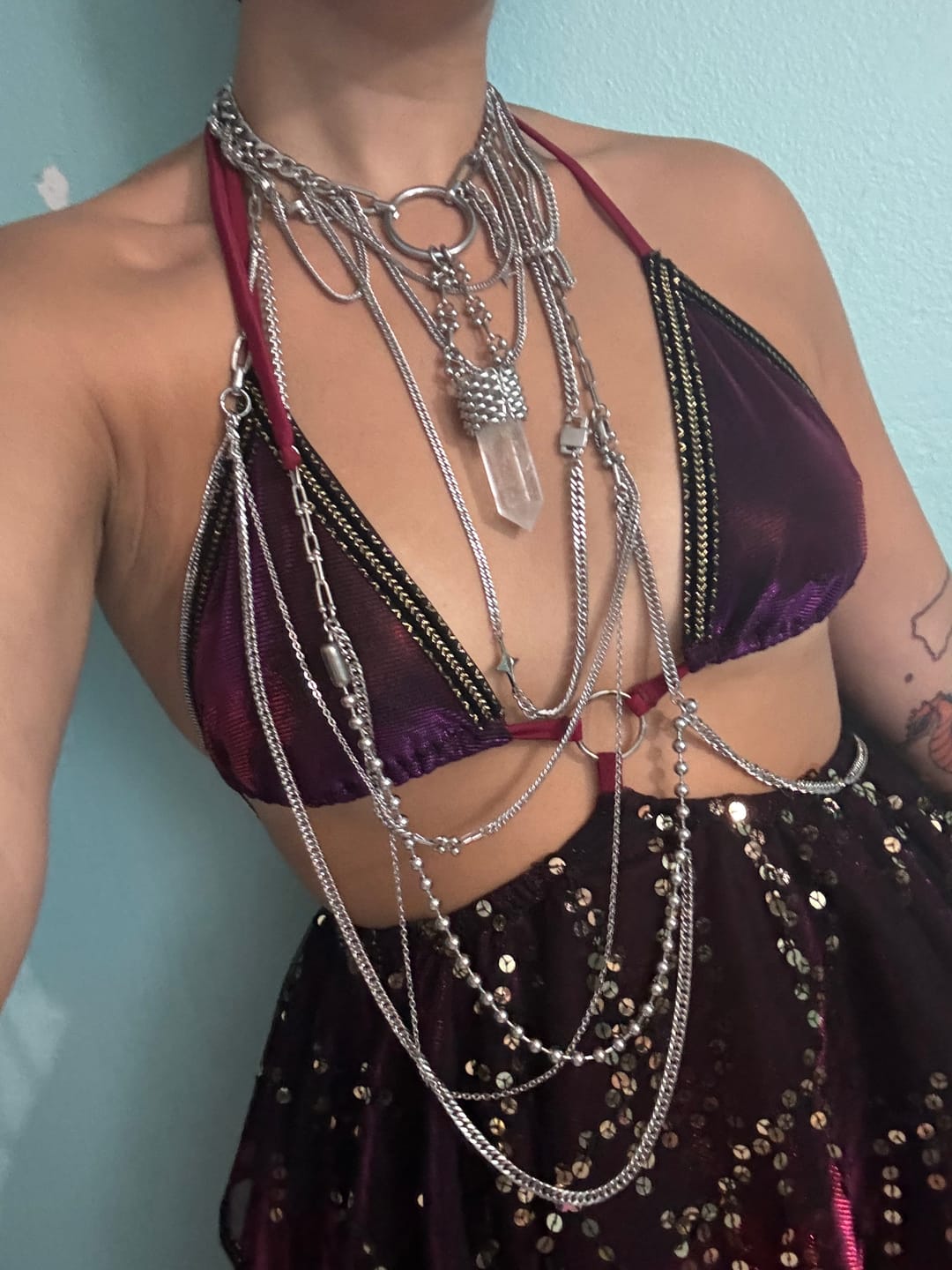Customer photo review of Luck In Layers ⟡ Clear Quartz Harness Preorder