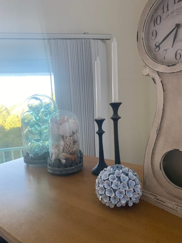 Customer photo review of Blue Hydrangea Taper Candle Holder