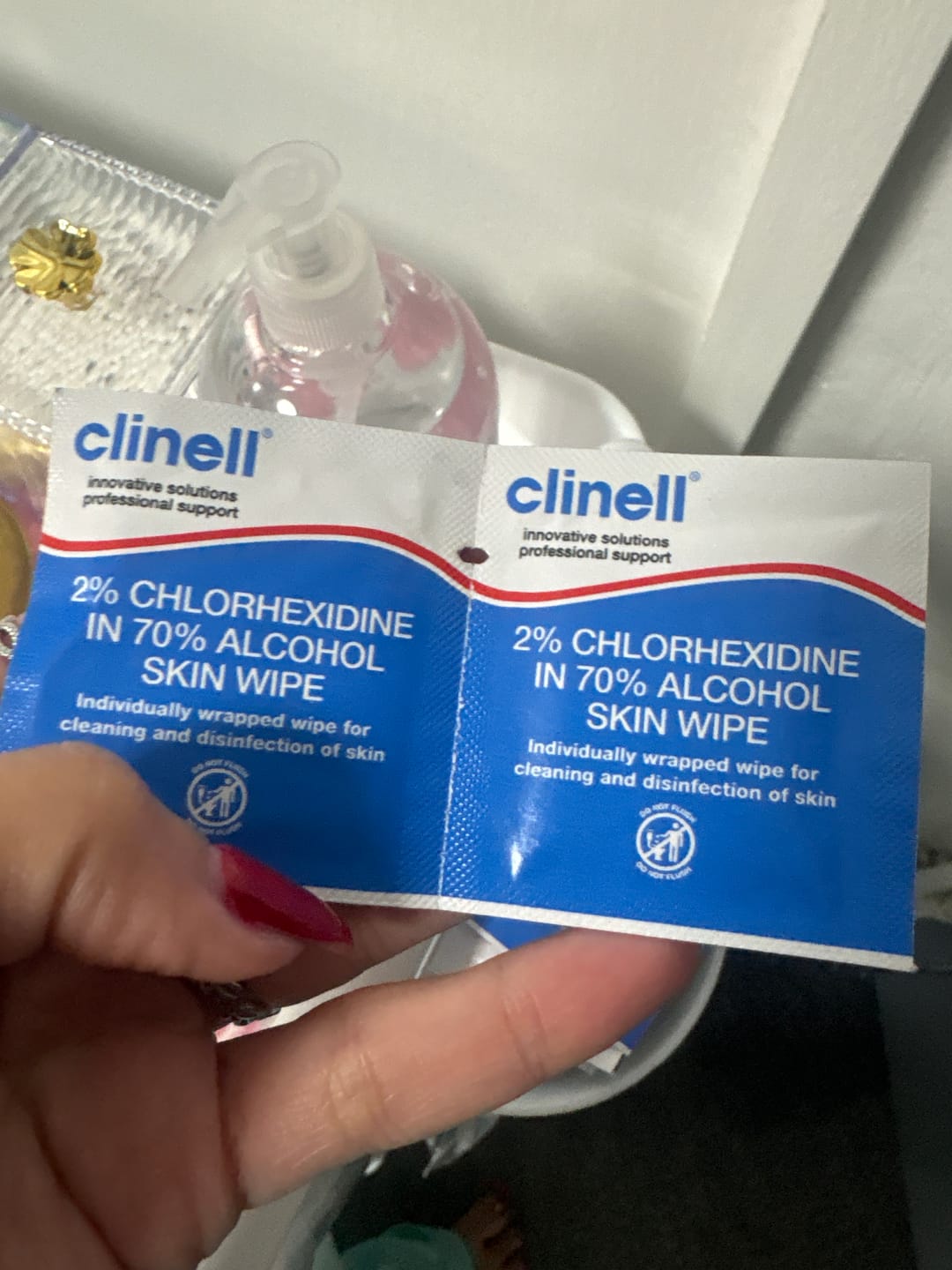 Customer photo review of Clinell Alcohol 2% Chlorhexidine Skin Wipes x 200