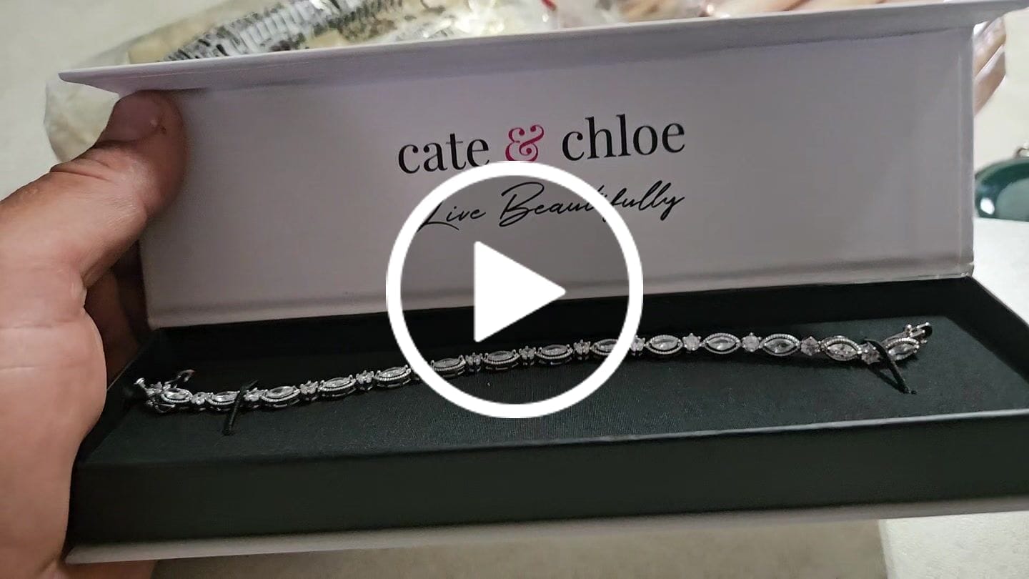 Customer video review of Moira 18k White Gold Plated Tennis Bracelet with Simulated Diamond Crystals