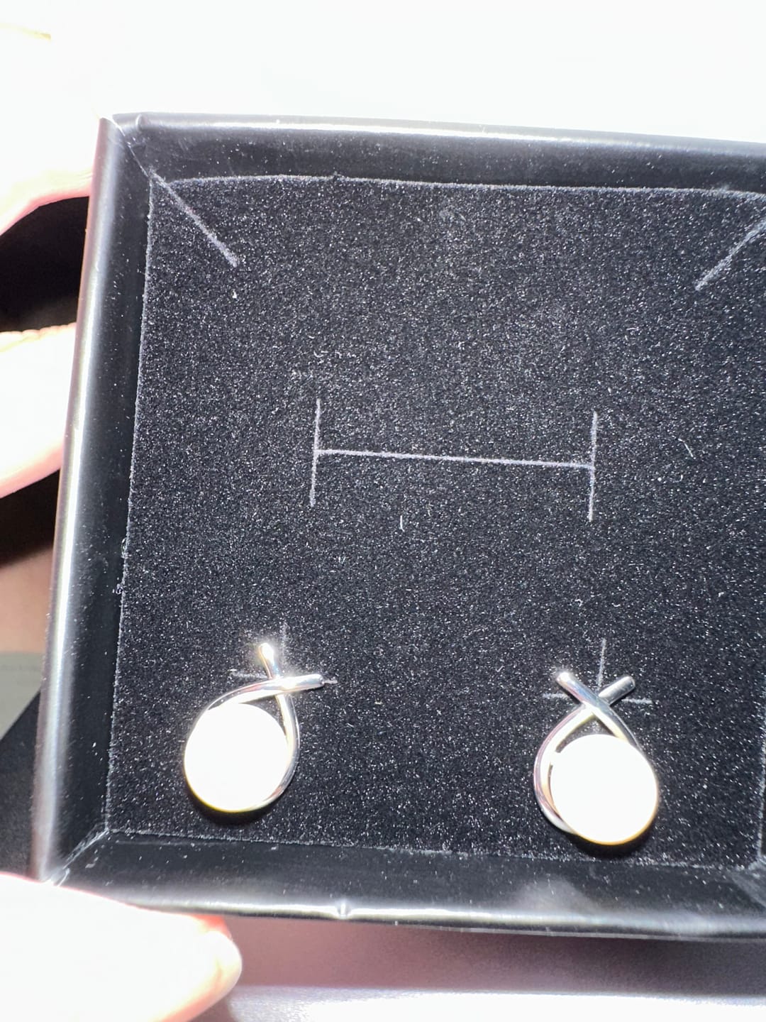 Customer photo review of Greta 18k White Gold Plated Tear drop Pearl Stud Earrings