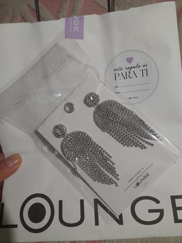 Reseña con foto de un cliente sobre Aros Strass Colgantes