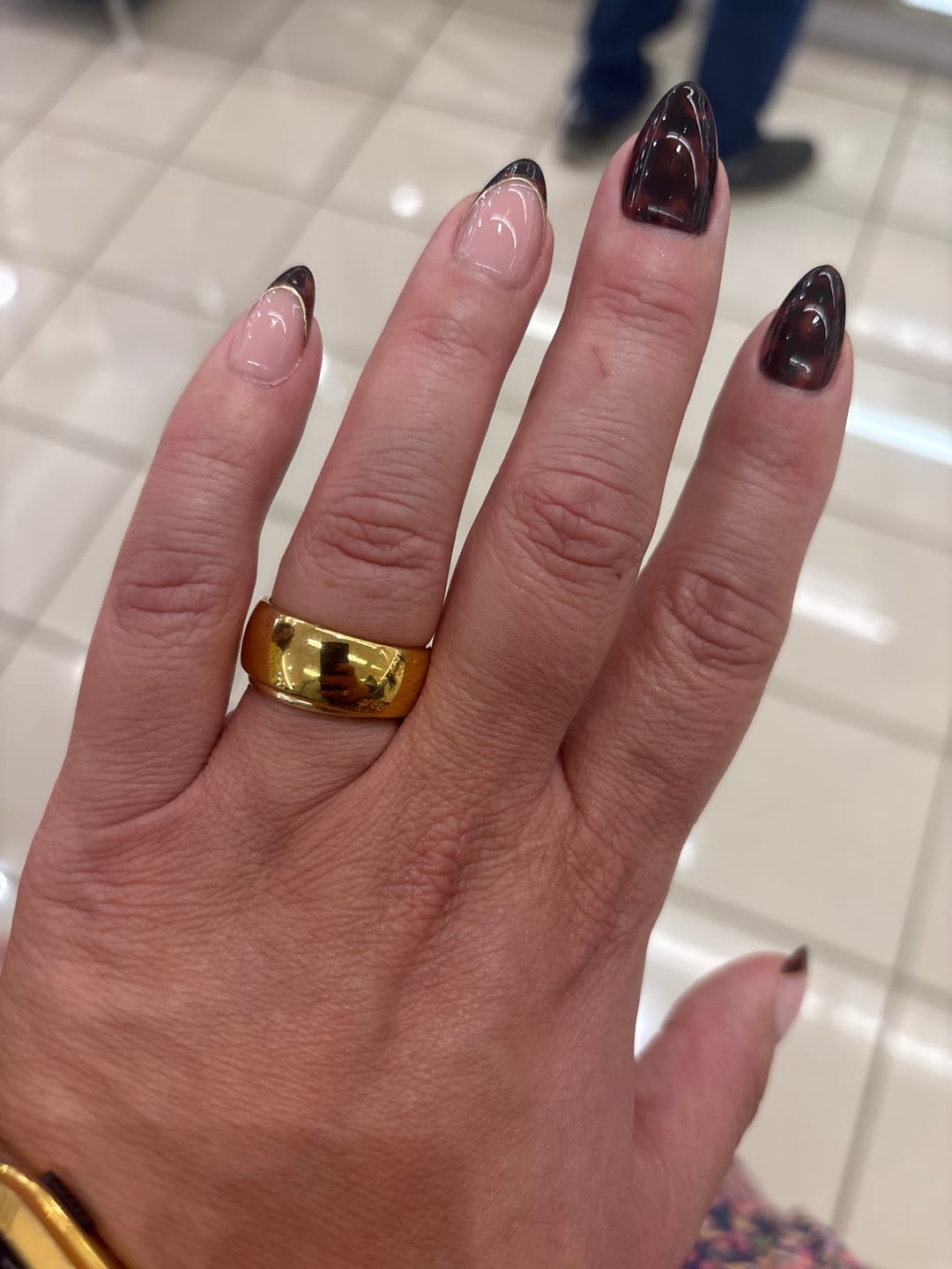 Customer photo review of 9mm - 14k Yellow Gold Tungsten Wedding Band, High Polish Dome Shape, Anniversary Ring