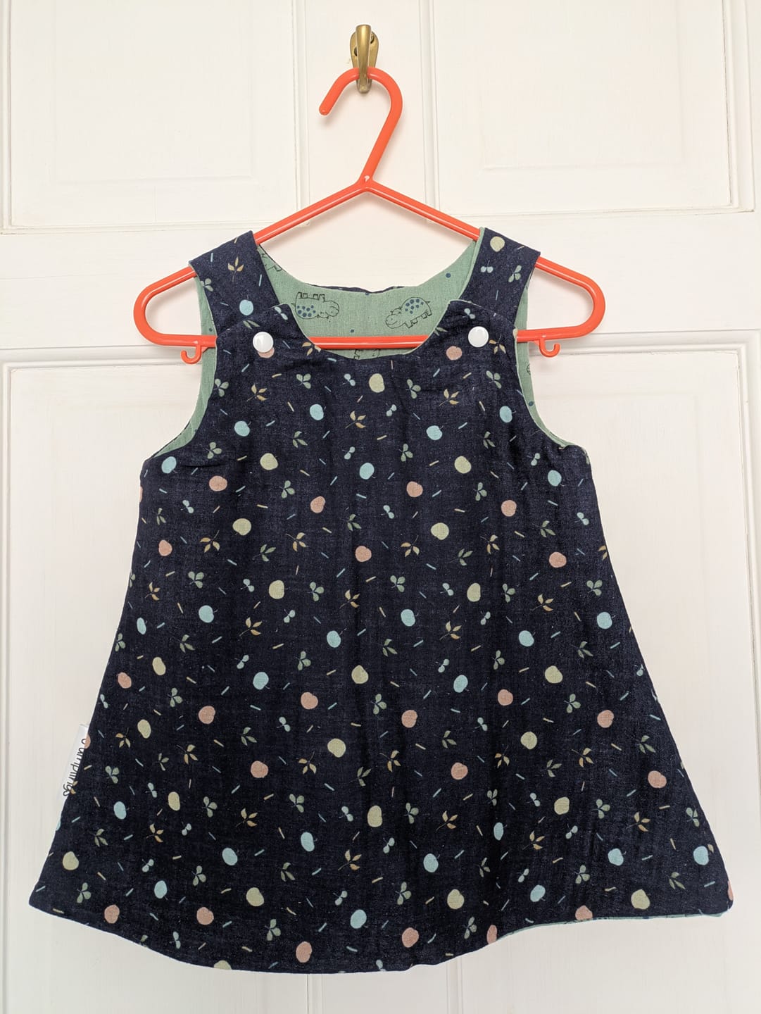 Customer photo review of Mini Fruits on Navy Double Gauze Fabric