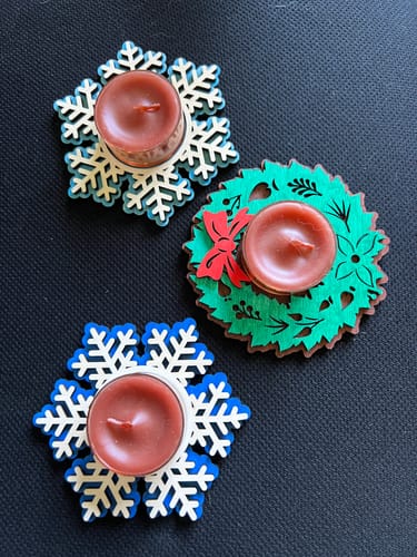 Customer photo review of Christmas wreath candle holder laser cut svg file